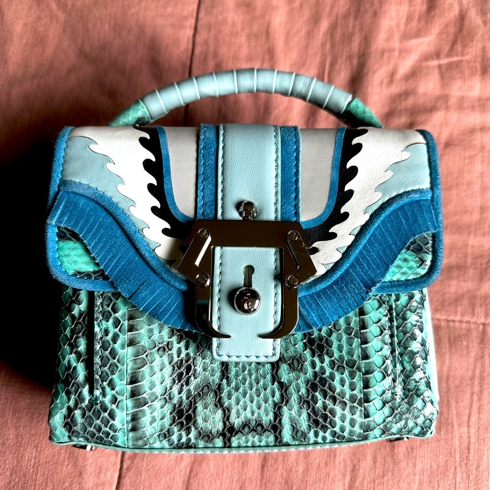 Paula Cadematori Blue Python DunDun Bag